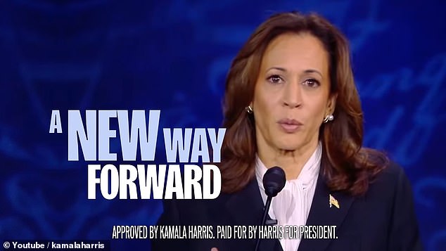 Harris' first campaign ad featuring presidential debate footage, titled 