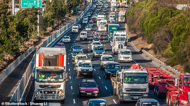 Melbourne (pictured) is the most congested city in the country, with a 10km journey time of 21 minutes