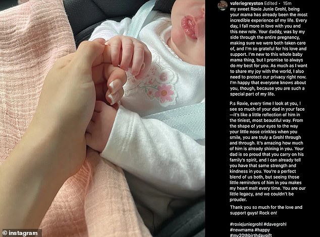 An Instagram post claiming it was his newborn daughter, named Roxie Junie Grohl, went viral, but a spokesperson for Grohl later told TMZ it was fake.