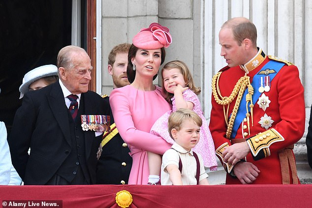 George's great-grandfather, Prince Philip (pictured next to his grandson in 2021), trained at the same airfield in Maidenhead