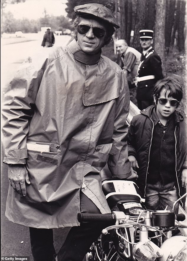 Chad (R) was the son of legendary Hollywood star Steve McQueen (pictured left on the set of his film Le Mans in 1971)