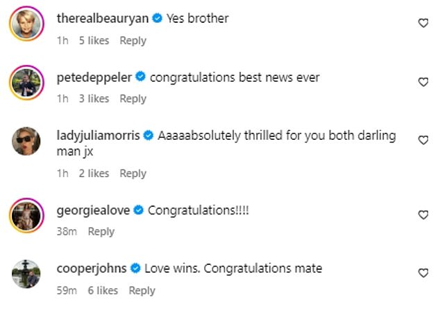 Brooklyn's famous friends flocked to the comments on his post to leave their congratulations and well wishes