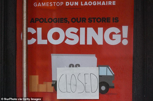 GameStop has closed all of its physical locations in Ireland, Switzerland and Austria (Pictured: a store in Dublin, Ireland)