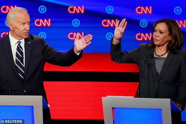 Then-former Vice President Joe Biden and U.S. Senator Kamala Harris during a 2019 presidential primary debate