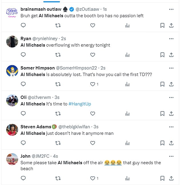 Fans quickly took to social media to criticize Michaels' call for the Bills' first touchdown of the game