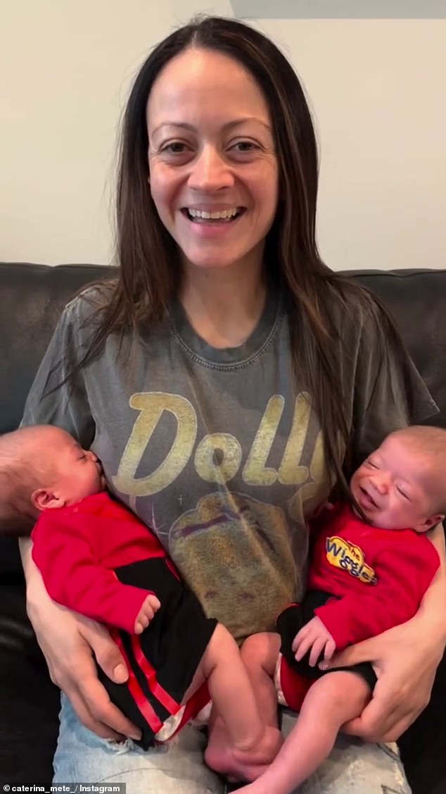 The video also showed the girls dressed in adorable matching Red Wiggles uniforms