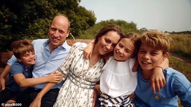 Kate and William laugh with their children in the uplifting video