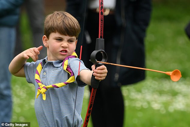 Prince Louis, then five years old, enthusiastically tried archery last year