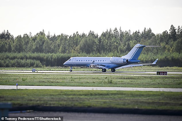 David Beckham's private jet was photographed arriving at a nearby airport on Thursday