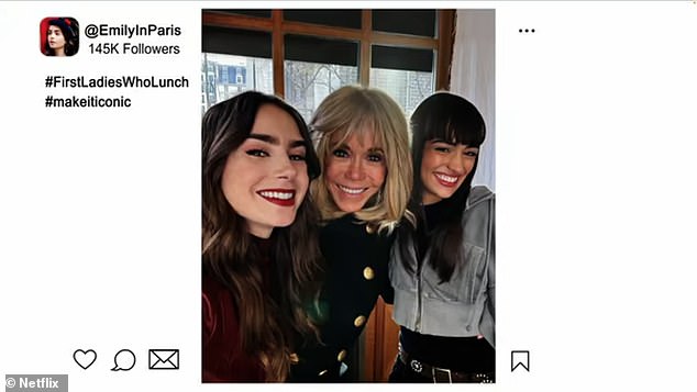 In typical Emily style, the influencer quickly shared a photo of the trio on Instagram, with the hashtags '#FirstLadiesWhoLunch' and '#makeiticonic'