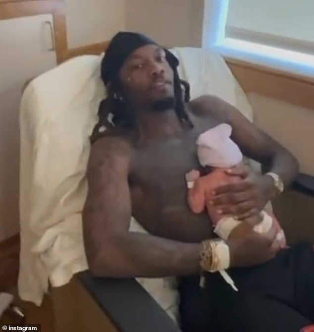 Offset was spotted having skin-to-skin contact with his baby girl