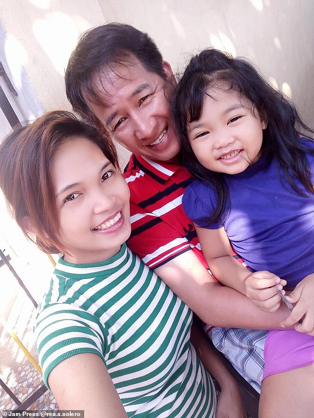 She also revealed that her 11-year-old daughter, Rhianna Jane Solero, from a previous relationship, idolizes Reynaldo. (Pictured: Realyn, Reynaldo and Realyn's daughter, Rhianna, when she was younger)