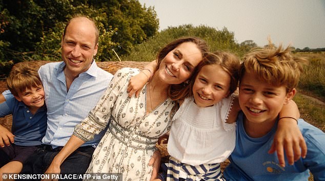 The Prince and Princess of Wales laughing with their three children in the recently released video