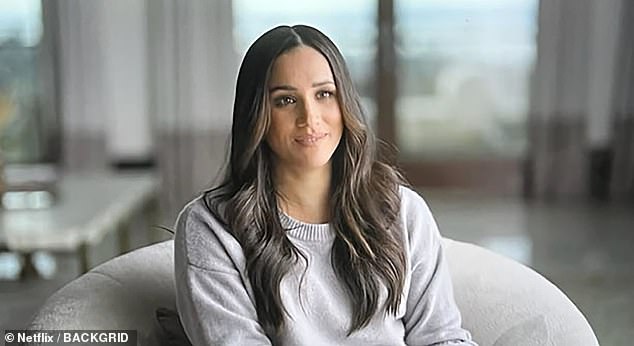 Meghan Markle talks to the camera during the couple's Netflix series