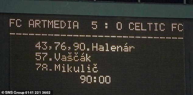 The infamous score is there for all to see on a grim night for Celtic in Bratislava