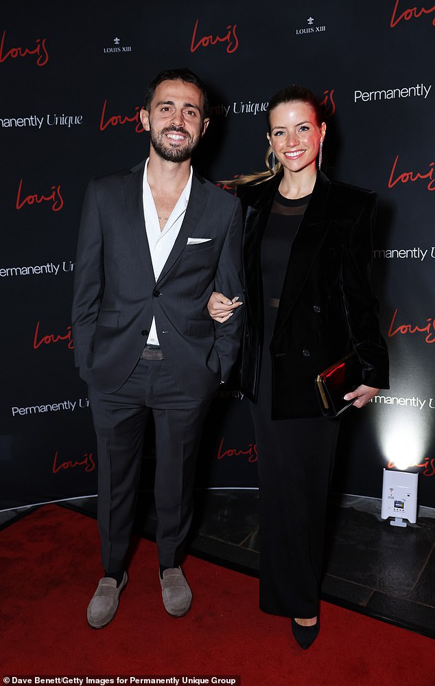 Bernardo Silva looked handsome in a black suit as he socialized with Ines Degener Tomaz