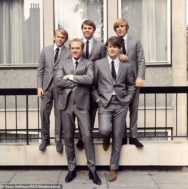 The Beach Boys in London, 1964. Clockwise from left - Al Jardine, Carl Wilson, Dennis Wilson, Brian Wilson and Mike Love