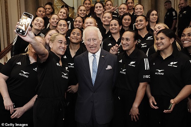 New Zealand warmed up for the match by meeting King Charles at Buckingham Palace