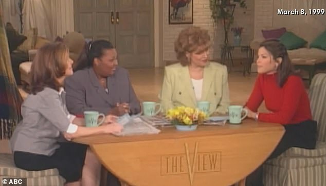 Lauren pictured sitting next to Joy during one of her auditions for The View in March 1999