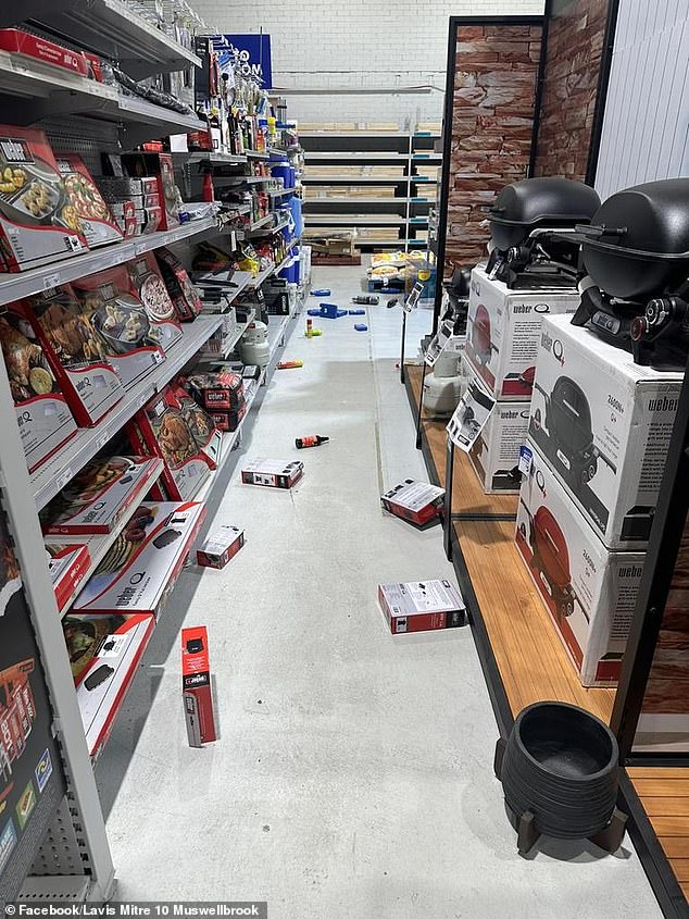 There are unconfirmed reports of stock on supermarket shelves falling to the floor (pictured) after a magnitude 4.8 earthquake struck Denham in NSW.