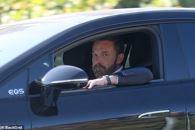 Ben was seen behind the wheel of his Mercedes-Benz EQS-Class