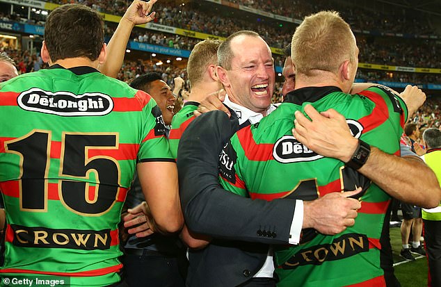 In 2014, Maguire delved into Rabbitohs folklore after winning the NRL premiership (pictured)