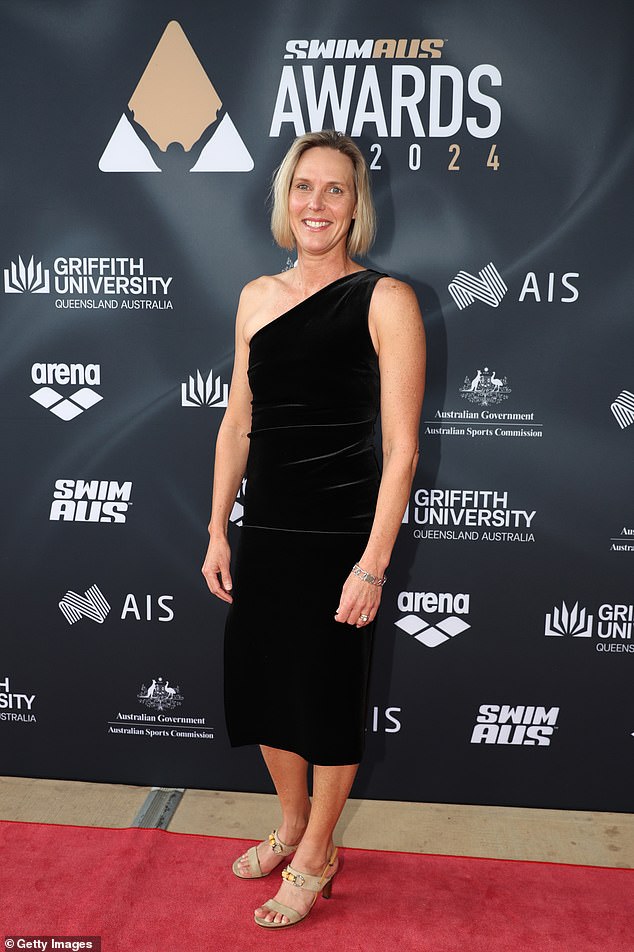 Swimming legend Susie O'Neill (pictured) made a breathtaking appearance at the event, wearing a jet-black, one-strap dress that accentuated her incredible and timeless look