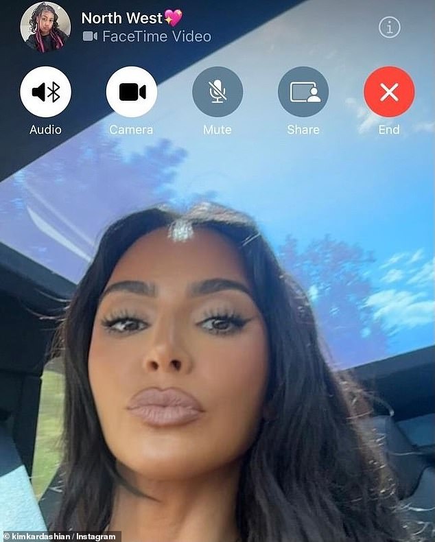 She also shared stunning selfies in the car while trying to FaceTime her eldest child, North West, 11, who she is in a relationship with her ex-husband Kanye West