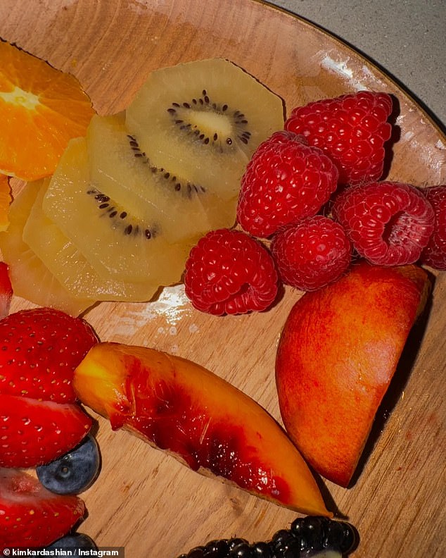 She added a photo of a plate of fruit that she was enjoying