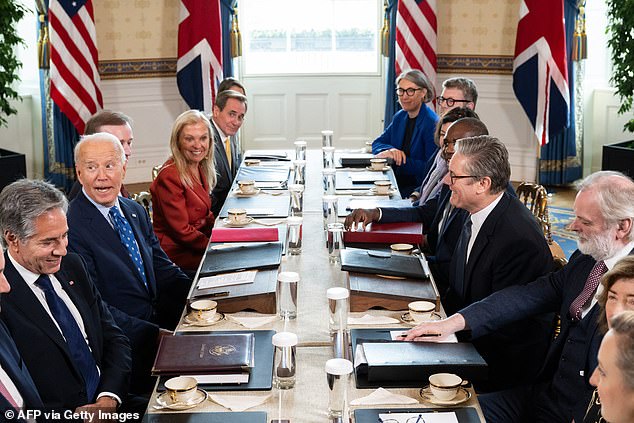 President Joe Biden and British Prime Minister Keir Starmer met Friday afternoon in the Blue Room at the White House