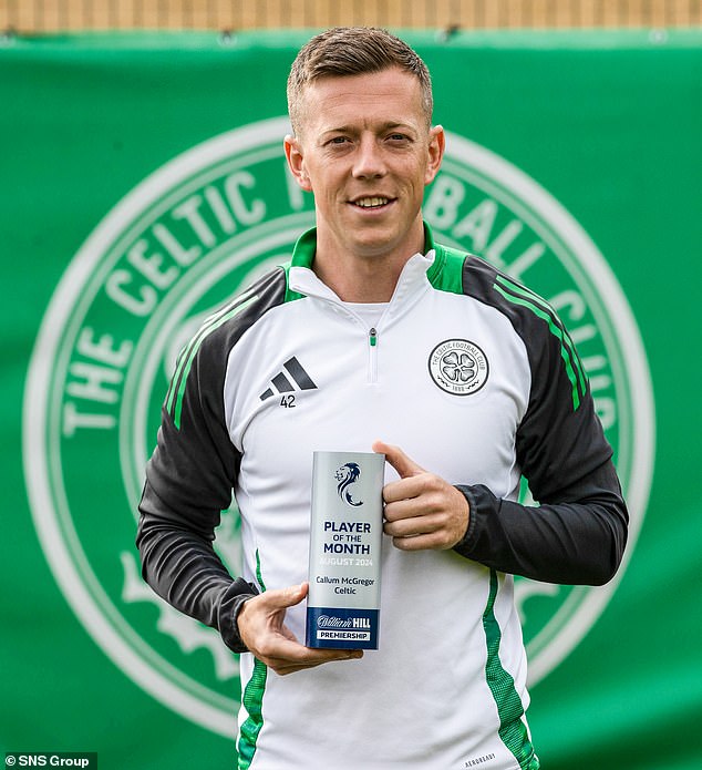 The Celtic captain was named Scottish Premiership Player of the Month for August