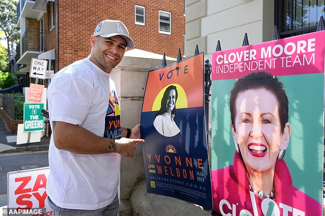 NRL player Will Smith poses for a photo during the NSW Local Council Election Day at Redfern Town Hall in Sydney