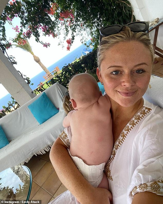 The Inbetweeners actress welcomed the tiny tot in June, making her a first-time mother, and has now jetted off on her first holiday with her baby boy