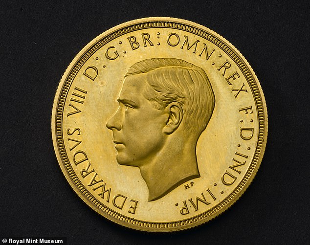 One of the sample coins produced by the Royal Mint featuring a profile of King Edward VIII. It is one of the highlights of a new exhibition 'Money Talks: Art, Society & Power' at the Ashmolean Museum in Oxford