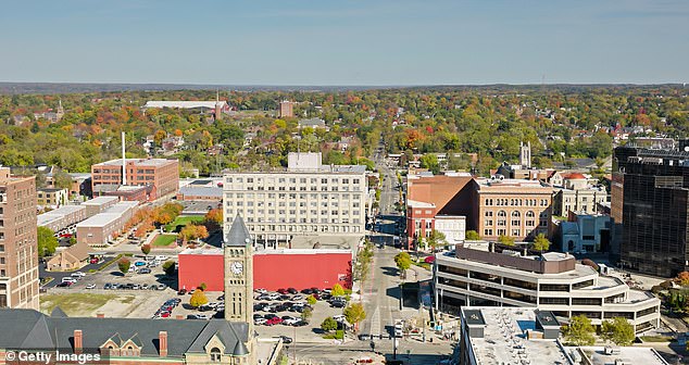 The city of Springfield, Ohio (pictured) has become a bone of contention in the presidential race, with the unsubstantiated rumor even reaching the hands of JD Vance and Donald Trump