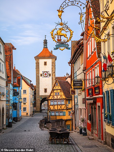 Steven's favorite spot in Germany's Bavaria region is Rothenburg ob der Tauber. Above is a photo taken there of a crooked yellow house, fountain, and tower collectively known as the Plonlein. Steven says this spot is one of the city's highlights, adding, 