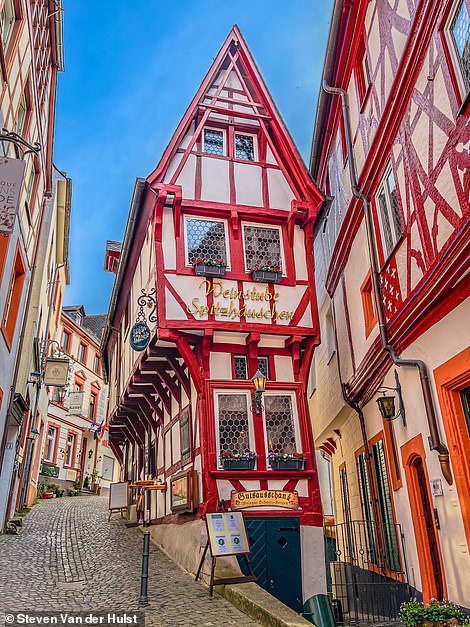 The Moselle Valley town of Bernkastel-Kues bursts with color in the photo above. Steven says: 'The Moselle Valley is a dreamlike region where the towns and villages feel like you've stepped into a fairy tale'