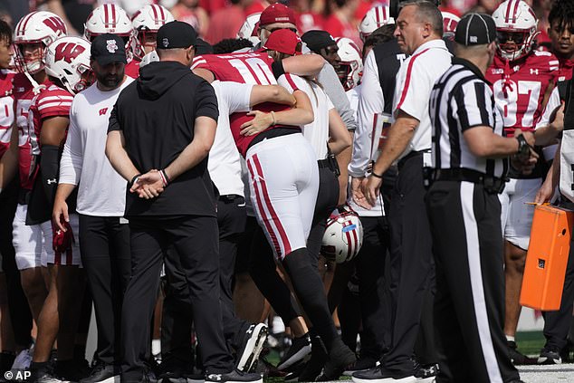 He was taken to the injury tent on the sideline, before being taken to the locker room on a trolley