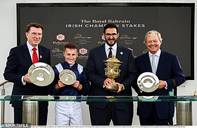 Jockey Tom Marquand (second from left) said it was 'the best day' of his career after the win