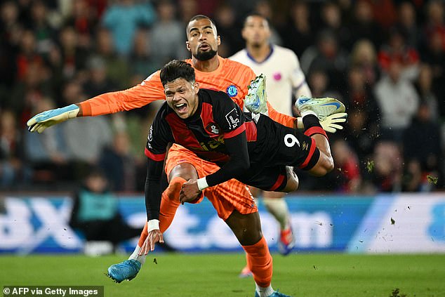 Sanchez gave away a penalty in the first half when he collided with the Cherries' Evanilson