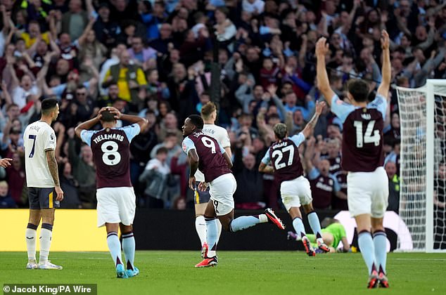 Duran drives away to celebrate scoring his goal of the season against Everton