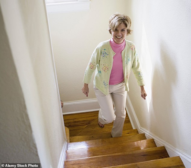 Climbing stairs is a great way to stay active when temperatures drop