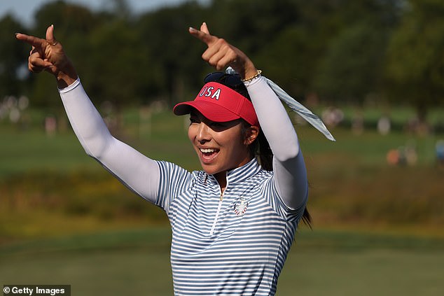 Lee celebrates a great day for Team USA at the Solheim Cup in Gainesville, Virginia