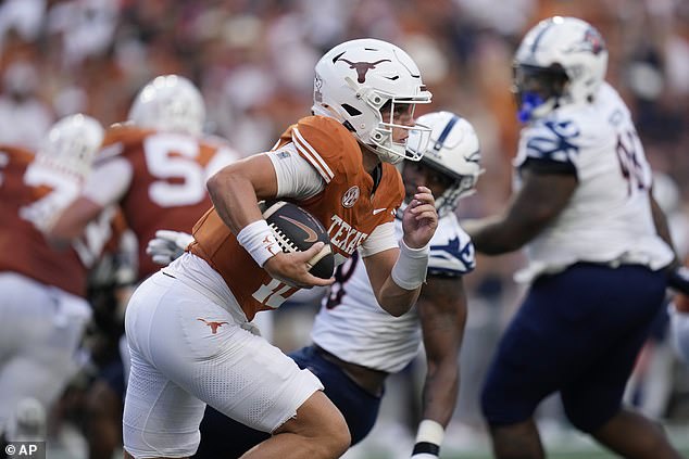 Seconds later he ran off for the longest rushing touchdown of his early career at Texas