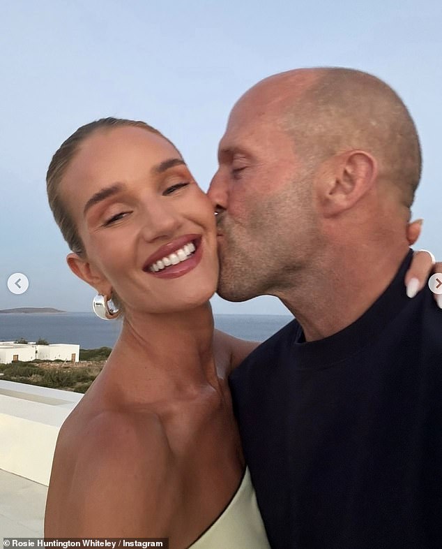 It comes after Rosie played up her love affair with fiancé Jason Statham, as the pair posed for a series of loved-up snaps from their family holiday in Antiparos, Greece last week