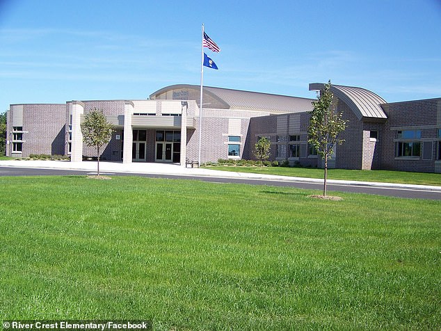 Following her arrest, she was suspended from her teaching position at River Crest Elementary School (pictured) and taken into custody the same day.