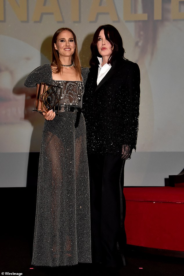 Natalie was on hand at the ceremony to accept the Deauville 2024 Talent Award from 69-year-old French acting legend Isabelle Adjani, and the couple posed together with the new accolade