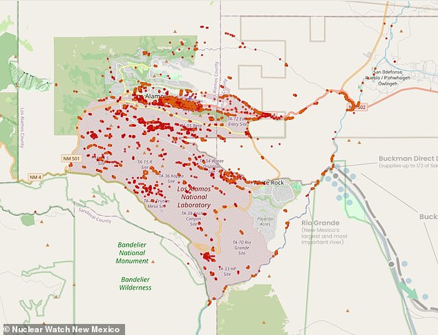 Samples of the soil at Los Alamos have shown the contaminants, which were also found in the Rio Grande, as far away as Lake Cochiti, 30 miles away.