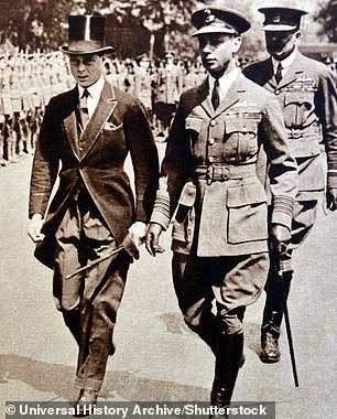 The Prince of Wales, Edward VIII at the Royal Airforce Memorial, with his brother, the Duke of York