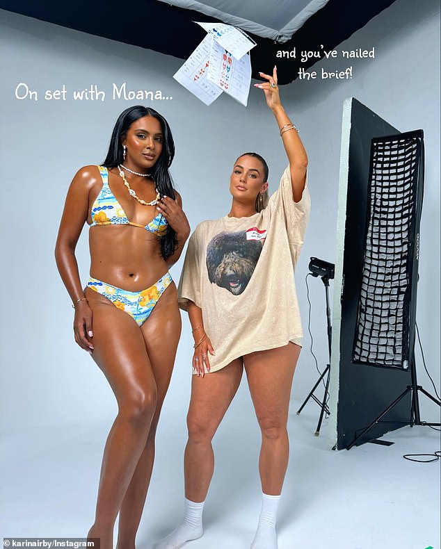 Karina Irby, 34, (right) took to Instagram to share behind-the-scenes photos from her latest photoshoot, where she revealed what it was really like to have her own business